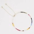 Bohemian colorful bead bracelet with rainbow mini squares and adjustable drawstring - Beige Rope Rainbow Square Beads Style (MI-B220140B)