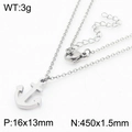 Zilveren titanium stalen anker hanger ketting met afmetingen en karabijnsluiting - Staalkleur (KN239506-KFC)