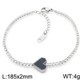 Bracciale in acciaio inossidabile con strass bianchi e ciondolo a cuore nero lucido - Bracciale Cuore (KB185540-HR) / Acciaio-Nero