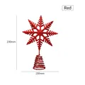 Puntale per albero di Natale a fiocco di neve rosso glitterato con base a spirale in metallo - Rosso