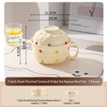 Ceramic instant noodle bowl set with lid and handle featuring colorful polka dots - 7 Inch Noodle Bowl with Lid - Creamy Yellow Colorful Dots