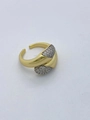 Adjustable 18k gold-plated copper ring with criss-cross pattern and micro-pave zircons - Adjustable Open / Entwined Crossing Style-05