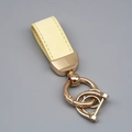 Premium beige suede leather keychain strap with elegant gold-tone metal hardware ring - Short Style / Light Yellow/Gold