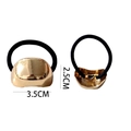 Minimalist gold metal hair tie with black elastic band, 3.5cm width polished finish - Gold Ingots Pattern