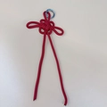 Handmade red braided Chinese knot pendant with silver spring ring for bags or keys - Red