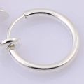 Minimalist silver hoop ear clip for men, classic titanium steel earring in silver finish - Bright Silver Ear Clip