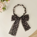 Cerchietto floreale con fiocco lungo e perle bianche in stampa floreale rosa delicato - Nero Floreale