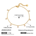 Detail of 18k gold plated stainless steel anklet with cubic zirconia charms and clasp - Round Rhinestone Pendant Fine Chain (JDA0212013)