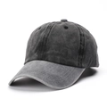 Casquette de baseball en coton délavé gris anthracite avec visière courbée de style vintage - Réglable / Bord Gris + Noir