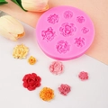 Rosa Silikonform mit 8 Rosenmustern für Fondantkuchendekoration und Bastelarbeiten - Rosa