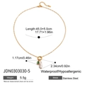 Gold stainless steel necklace with emerald cut green stone and baroque pearl pendant - Green Gemstone Pearl Necklace