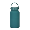 Deep teal 650ml stainless steel vacuum insulated sports bottle with soft handle strap - 650ml / Regular Fit / Glass Green