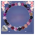 Bracciale per sorella con ciondolo a cuore e perline viola su biglietto regalo - Agata Viola