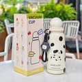CHACOC 400ml stainless steel insulated bottle in cream with black polka dots and dog pattern - 400ml / White (Puppy)