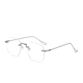 Occhiali senza montatura in metallo argento con lenti geometriche dal design moderno - C5 / Montatura Argento Anti-Luce Blu