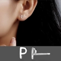Minimalist S925 sterling silver P-letter stud earring with polished silver finish - Letter P/Pair