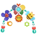 Arco giochi colorato per passeggino con farfalla, fiori e clip di fissaggio rosse - 0305 Ape