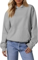 Front detail of gray oversized hoodie featuring dropped shoulders and a kangaroo pocket - Light Gray