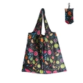 Foldable polyester shopping bag with black base and colorful tropical fruit print - 16kg / 38*58cm / Tropical Watermelon (XC-60)