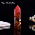 Tiger skin smelting crystal point obelisk with hexagonal structure and flowing patterns - Tiger Skin Smelting / Single Point 5-6cm