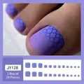 Press-on toe nails with purple blue gradient and geometric pattern model JY128 - JY128 Pink & Blue Patchwork Fish Scales