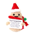 Muñeco de patata positiva de ganchillo hecho a mano con gorro de Navidad - Patata con Gorro de Navidad