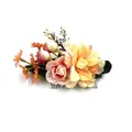 Bohemian floral hair comb with yellow and pink flowers and green leaves on silver teeth - FS43-4 Yellow