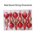 Set de 6 décorations de Noël rouges en forme de gourde avec détails dorés - Rouge