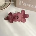 Elegant matte dusty rose double flower hair claw clip displayed on a white surface - Rose Red