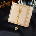 Vintage Halskette Lebensbaum in Gold mit T-Verschluss und Kristall-Quastenanhänger - Gold Lebensbaum Quasten Stil (N2507)