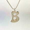Chubby bubble initial B necklace pendant in polished silver finish for women - Letter B / Silver
