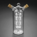 Modern dual-chamber glass oil and vinegar dispenser with cork stoppers and inner sphere design - Double-Layer Glass Oil and Vinegar Bottle