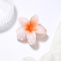 Elegant white and orange gradient Plumeria flower hair claw clip for women - Orange