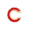 Elegant gold-plated C-shaped ear cuff featuring sparkling red pavé-set crystals - 1.3cm Outer Diameter / KC Gold - Red (5244)
