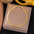 Gold snake chain bracelet with heart charm on minimalist jewelry display case - Gold 4mm Snake Chain Bracelet (SLE204)