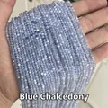Faceted light blue chalcedony semi-precious stone beads for jewelry making - Blue Chalcedony 3mm