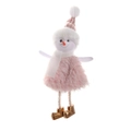 Ciondolo pupazzo di neve in peluche rosa e bianco con stivaletti dorati e sciarpa - Ciondolo Berretto in Maglia Rosa Pupazzo di Neve