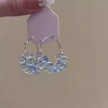Style Anneau avec Perle Goutte d'Argent (16# Créoles - Bleu)