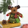Christmas reindeer plush figure with green tree body and Merry Christmas embroidery - Christmas Tree Shape Elk Bag
