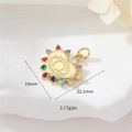 Golden heart pendant with colorful zircons measuring 19mm by 22.1mm for DIY jewelry - H-11629 (Multicolor Heart Zircon)