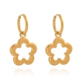 Eleganti orecchini a fiore dorati con design minimalista a petali cavi e finitura lucida - Oro
