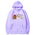Light purple Christmas hoodie featuring cute Santa and milk cookies festive graphic print - S / Lavender
