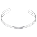Detailed view of silver minimalist triple-line geometric open choker with metallic texture - Three-Line Style (VL532) / Silver (VL532 Steel)