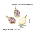 Irregular oval copper gold-plated pendant with purple inlay and 18K gold finish - Pendant F (Purple Tone)