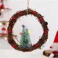 Christmas wreath with natural rattan, pine cones and mini tree with colorful baubles - 20cm Christmas Tree Vine Circle