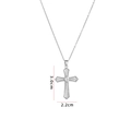 Silver cross necklace for women featuring white cubic zirconia and square center stone - Silver Cross (A633)