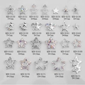 Assorted silver 3D hollow star and moon alloy nail charms with rhinestones - Hollow Pentagram Style (9150) / 7*7mm / Silver