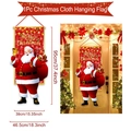 Detaillierte Größenangaben für rote Merry Christmas-Banner zur Außendekoration am Haus - 95cmx46.5cm / Weihnachtsmann mit Glocke