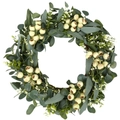 Künstlicher Eukalyptuskranz mit grünen Beeren für Haustür- und Wanddekoration - 50cm / Eukalyptus Gefleckte Beeren Stil (RFW23003)