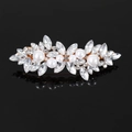 Elegante pettine da sposa dorato con perle bianche e cristalli marquise scintillanti - Stile C - Fermaglio per capelli Oro + Perla